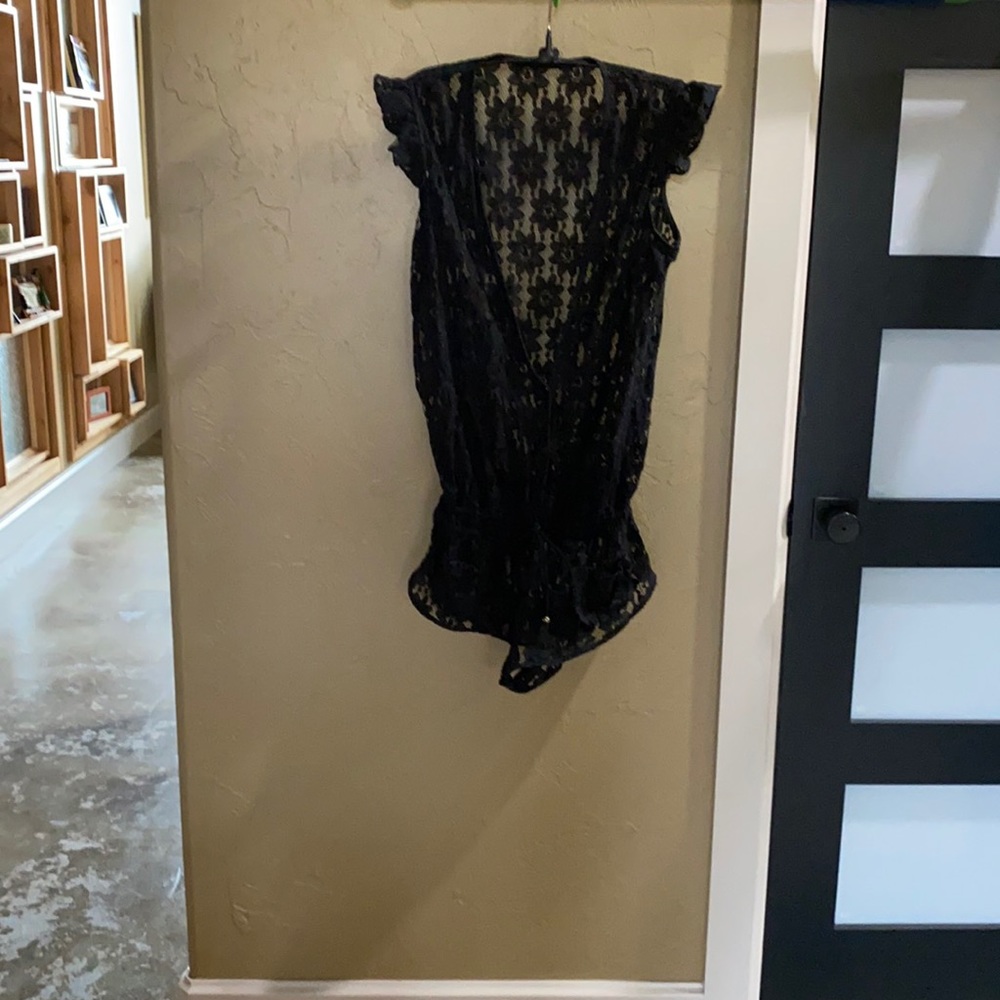 Small VS black lace romper sexy swim cover up.  Pre loved without tags anywhere